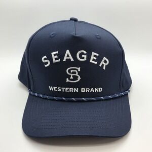 Seager Western Brand Hat Cap A-Frame Snap Back Rope Navy Blue OSFM Adult Rodeo